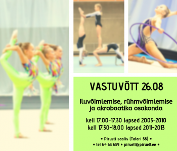 Vastuvõtt võistlusspordi rühmadesse 26.08