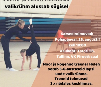 Uus 5-6-aastaste valikrühm alustab treeninguid